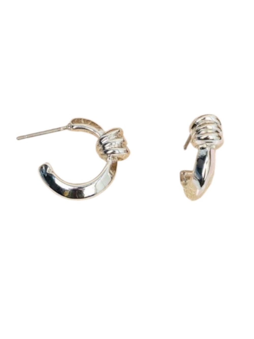 Elio Milan Muse Silver Tone Hoop Stud Earrings (NWT)